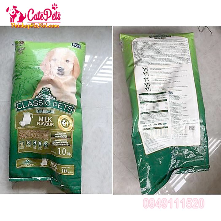Thức ăn cho chó con Classic Pets Puppy Tải 10kg Vị sữa hạt cho chó giá rẻ - CutePets