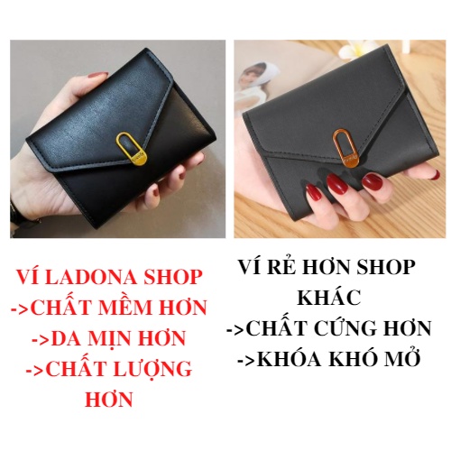 Ví bóp mini nữ ngắn cầm tay nhỏ gọn bỏ túi thời trang Hàn Quốc LADONA VN6