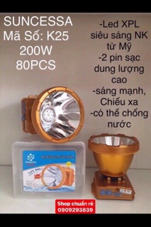 Đèn sạc đội đầu sạc siêu sáng 200w K-25