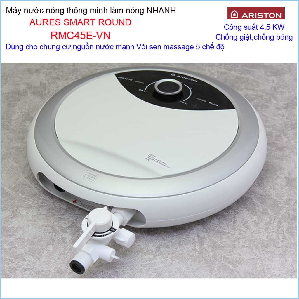 Máy nước nóng Ariston RMC45E-VN, máy nước nóng trực tiếp cho chung cư Aures Smart Round (không bơm)