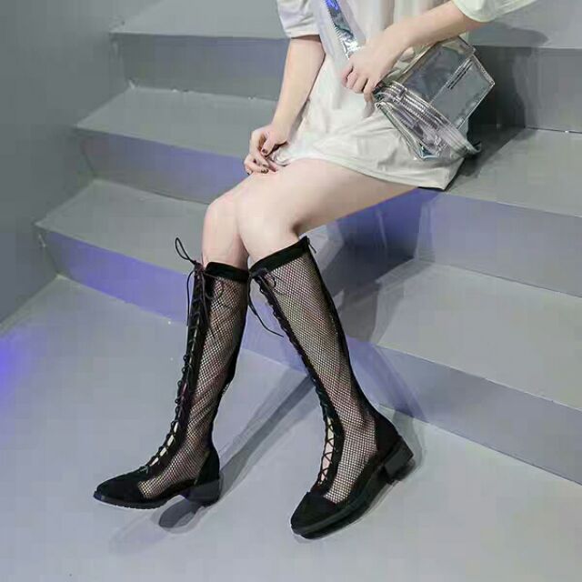 Order ( kèm ảnh thật)  boots da lưới, cao 3p ..