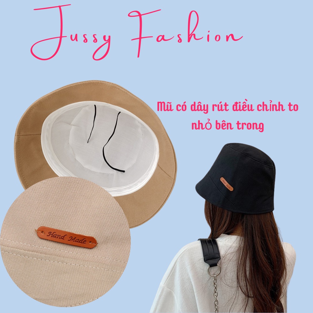 Mũ Bucket Unisex Vành Cụp Xéo Cá Tính Jussy Official Kiểu Nón Tai Bèo Vải Cotton Phong Cách Hàn Quốc Thời Trang Thu Đông