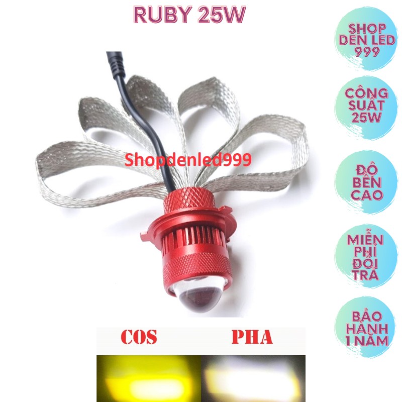 Đèn Pha Led Bi Cầu Mini Ruby Siêu Phẩm Gom Sáng Chuyên Ô Tô Xe Máy