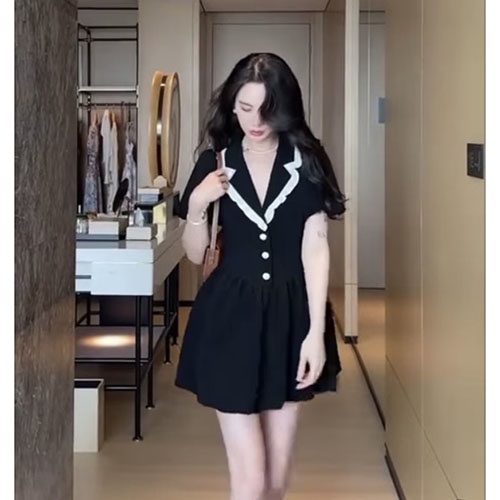 Váy Nữ Hàng Quảng Châu Cổ Đức Viền Bèo Trắng Dáng Xòe M622- Lolla_Fashion
