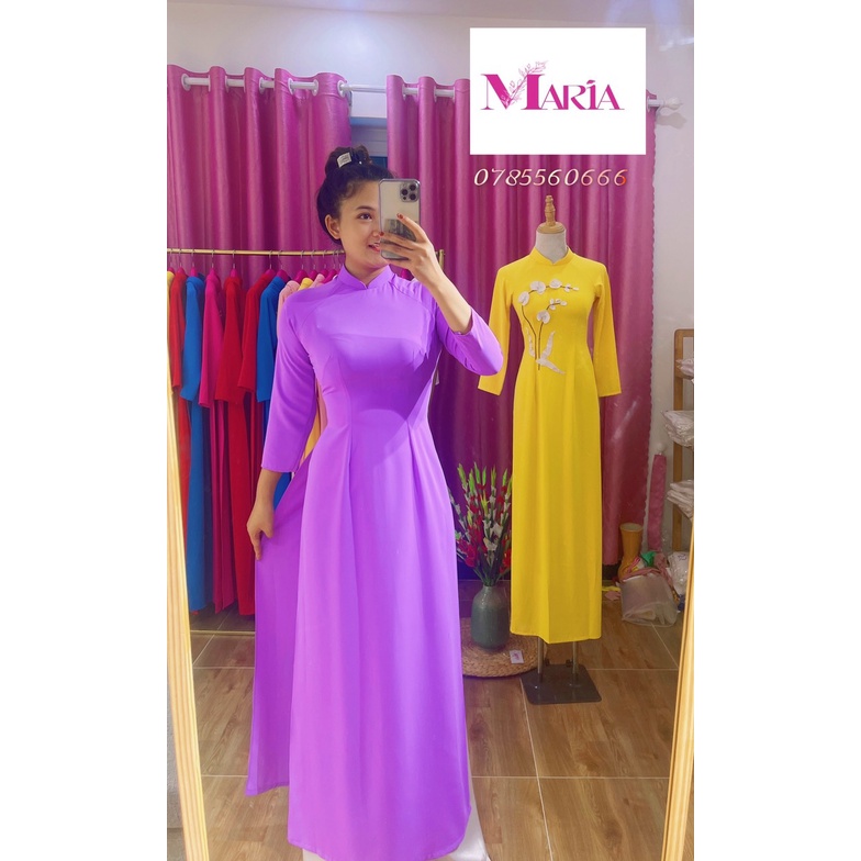 [𝐌𝐀𝐑𝐈𝐀]𝙏𝙃ƯƠ𝙉𝙂 𝙃𝙄Ệ𝙐 ÁO DÀ màu 𝐓Í𝐌 CÀ  2 Tà (1 lớp) chuẩn FORM