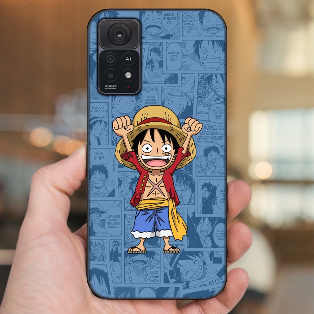 Ốp lưng Xiaomi Redmi Note 11 Pro 5G viền đen in hình Luffy One Piece
