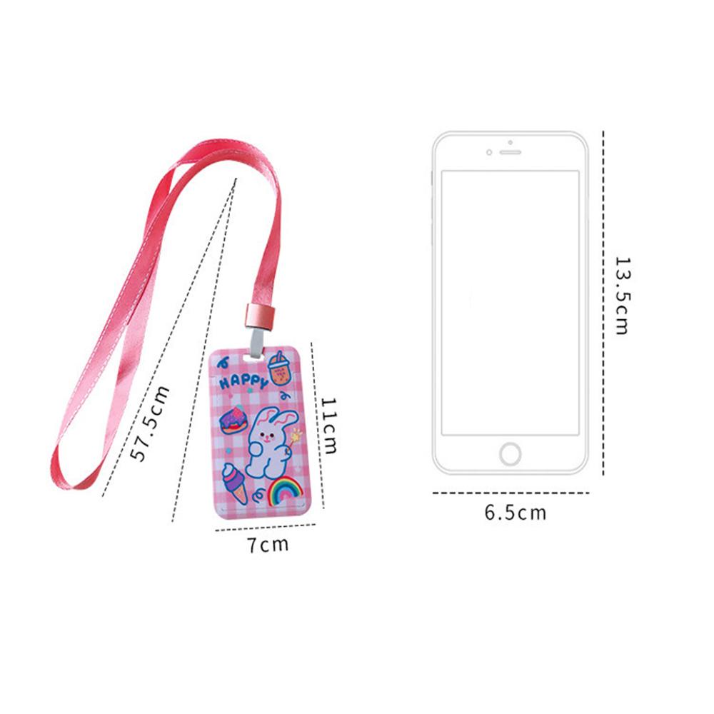 Ví Đựng Thẻ ID + Dây Đeo Họa Tiết Thỏ Hoạt Hình Lấp Lánh Dễ Thương Cho Học Sinh Ốp