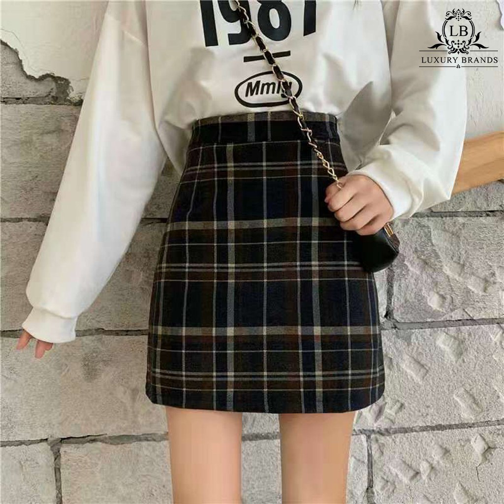 [CÓ SẴN - GIẢM 8%] CHÂN VÁY CHỮ A DÁNG DÀI NGẮN KẺ SỌC NỮ SINH TIỂU THƯ | BigBuy360 - bigbuy360.vn