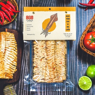Mực khô miếng ăn liền, 50g, bịch, mẫu hút chân không, Yumsea