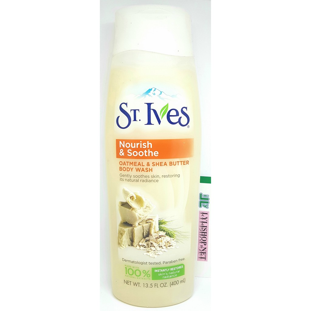 Sữa Tắm St. Ives Nourish & Soothe Oatmeal & Shea Butter vị Bơ và Lúa Mạch chai 400ml từ Mỹ