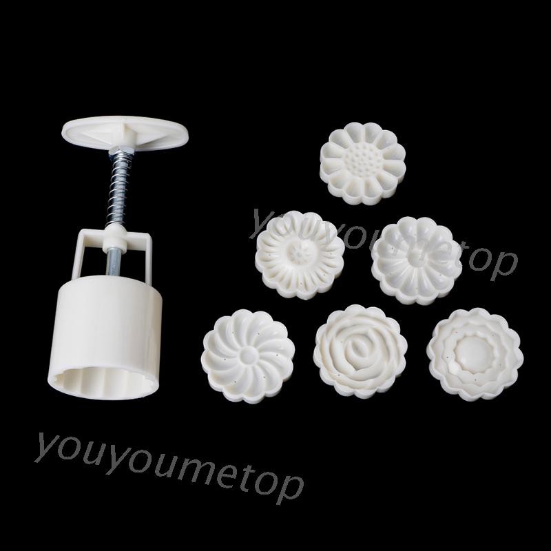 youyo*Khuôn Làm Bánh Trung Thu Hình Hoa Và 6 Con Dấu