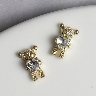CẶP Charm Gấu Đá Ôm Tim Đá Trắng Cao Cấp Đính Móng