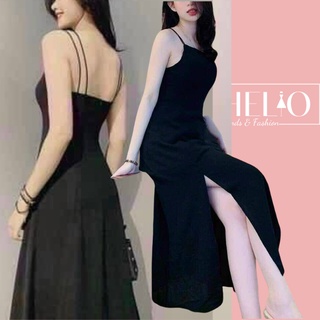 Đầm Maxi 4S xẻ tà _ Đen _ HE048
