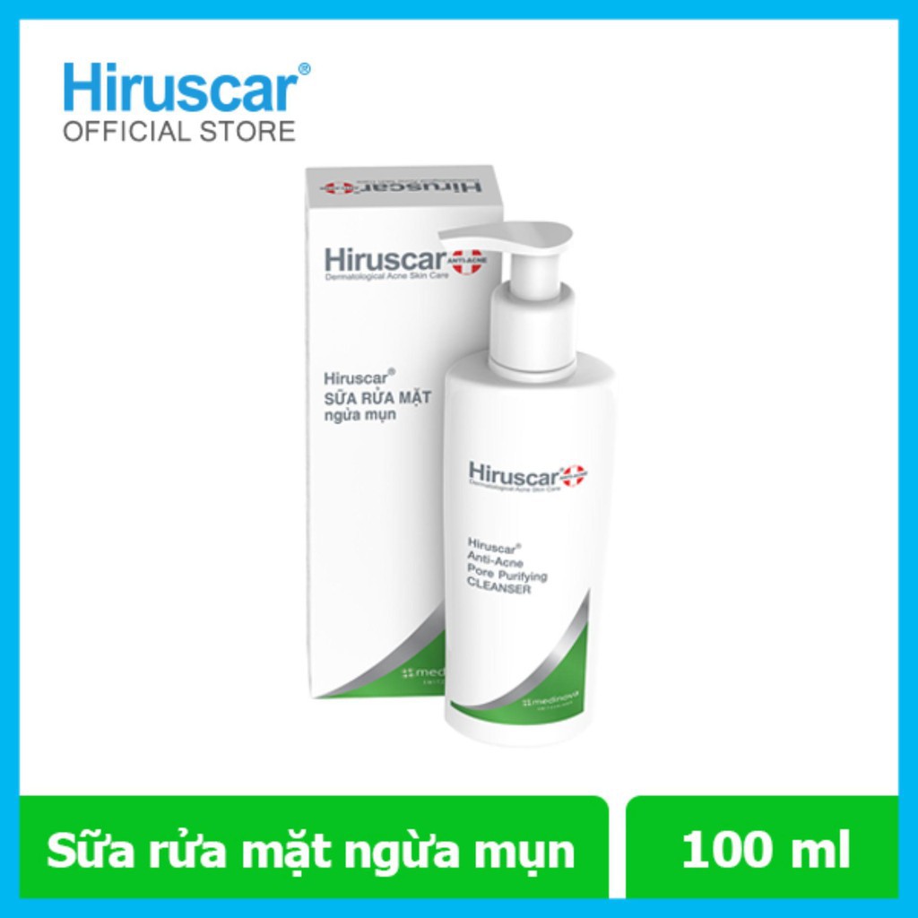 Sữa Rửa Mặt Ngừa Mụn Hiruscar Anti-Acne Cleanser + 100ml Thụy Sĩ