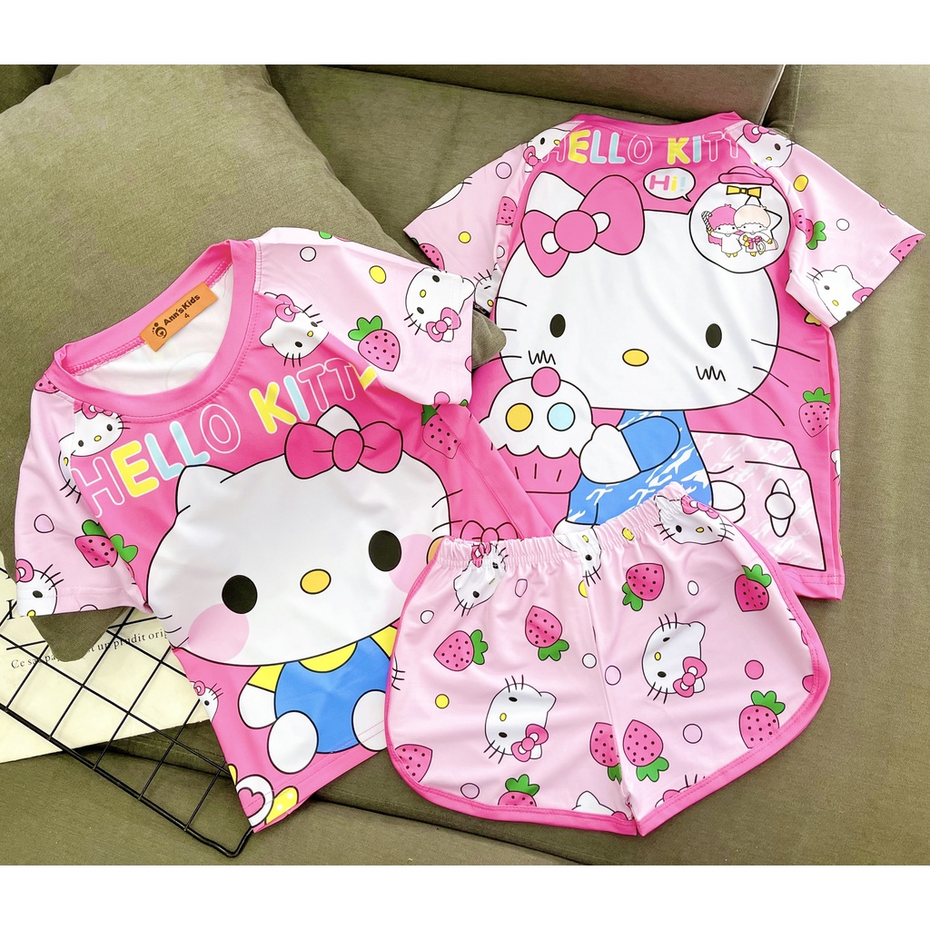 [22 - 44 kg] Bộ đùi thun lạnh in 3D siêu mền mịn mát cho bé gái - Đồ Bộ mặc nhà cho bé