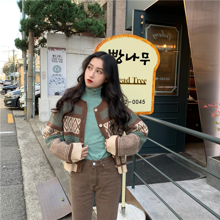 Áo len nữ Cardigan Vải Len Giữ Ấm Kiểu Retro Thời Trang Mùa Đông