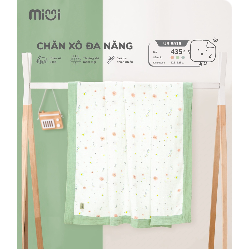 Chăn xô đa năng mini bamboo sợi tre kích thước 125x125cm