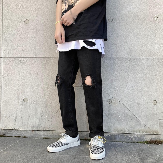 Quần jeans rách gối \ phong cách \ dáng skinny \ unisex \ hàng quảng châu - Q6 | BigBuy360 - bigbuy360.vn