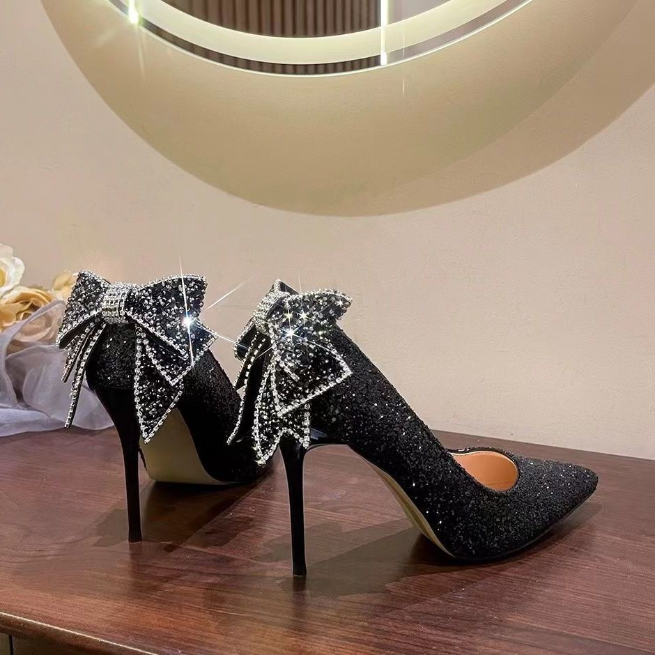 COD giày cao gót trắng cô dâu giày cao gót trắng 7p guốc cao gót quai mảnh cao gót 9p quai mảnh Giày Cưới Cao Gót Hai Cách Mang Đính Kim Cương Pha Lê Phong