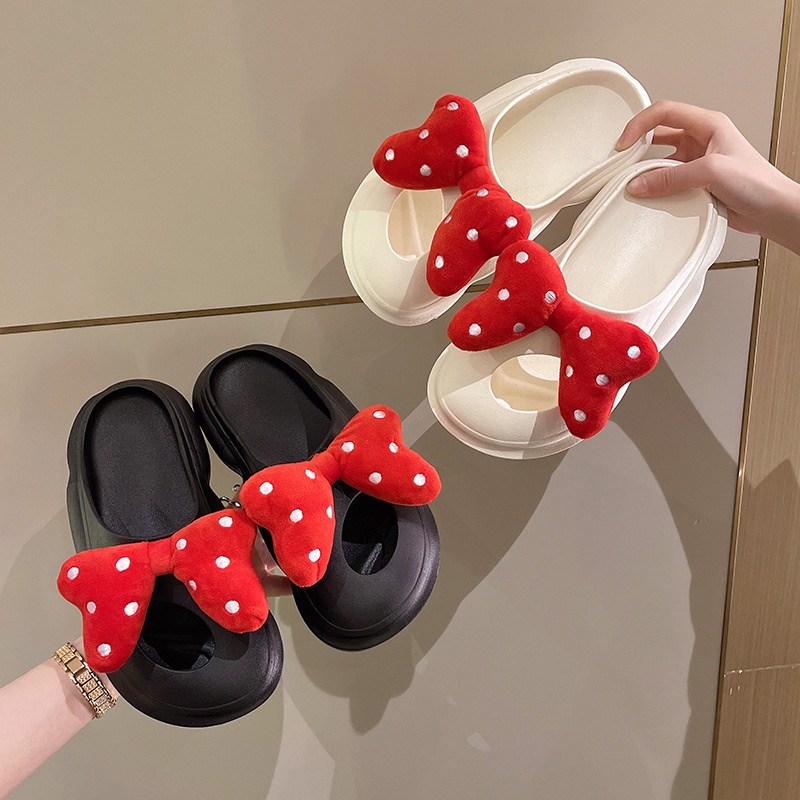 Dép Sandal Đế Dày Hai Quai Đính Nơ Thời Trang Mùa Hè Hàng Mới Dành Cho Bạn Nữ 2022