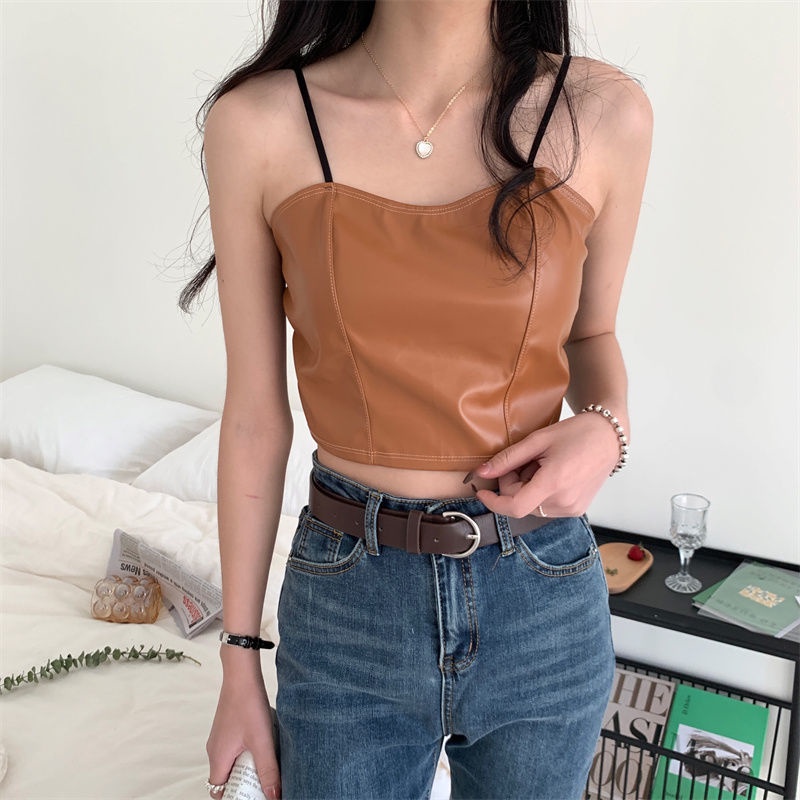 Áo Khoác Da PU Sát Nách Dáng Ôm Kiểu Hàn Quốc Thời Trang Thu Đông Cho Nữ