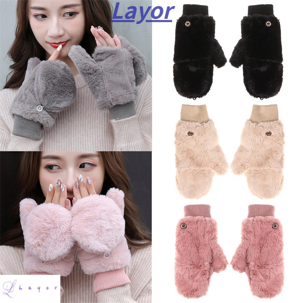 Găng Tay Lông Giả Chống Gió Thời Trang Mùa Đông Cho Nữ
