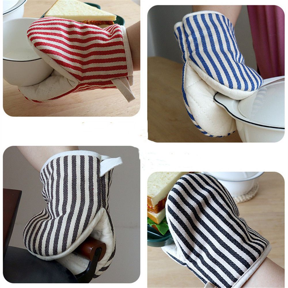 CONOPERY Găng tay dày dặn cách nhiệt chống bỏng họa tiết kẻ sọc tùy chọn màu sắc phong cách Nhật Bản