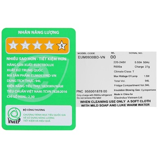 EUM0930BD-VN [MIỄN PHÍ GIAO LẮP] Tủ lạnh Electrolux 94 Lít EUM0930BD-VN - BH CHÍNH HÃNG