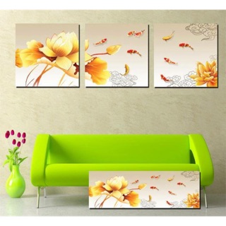 Bộ tranh cá chép hoa sen bằng gỗ MDF (có hình thật)