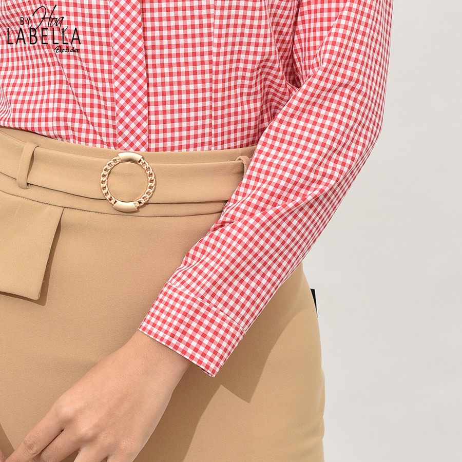 Áo Sơ Mi Nữ HOABELLA Chất Liệu Lụa Họa Tiết Caro Có Co Giãn (SME01-H)