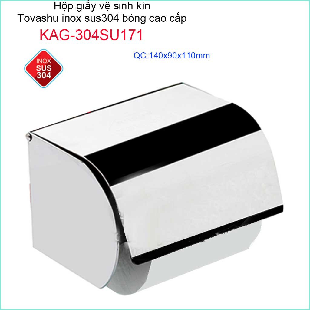 Kệ giấy nhà tắm Tovashu KAG-304SU171, hộp đựng giấy nhà vệ sinh Inox SUS304 Nhật cao cấp