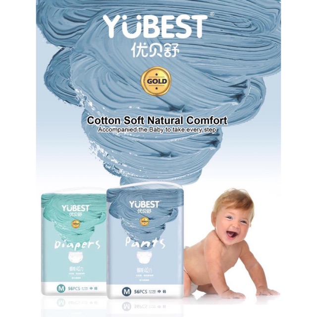 Bỉm quần dán YUBEST nội địa trung, tách lẻ bịch nhỏ :M14, L13, XL12, XXL12, XXXL11