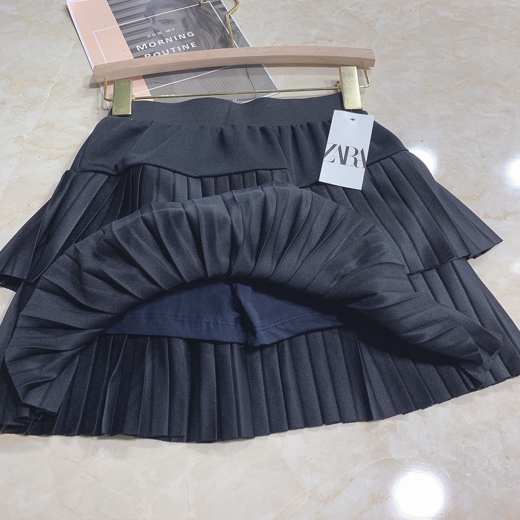 Chân váy xếp li 2 tầng chân váy tầng nữ cao cấp có lót trong MIVOSA CV001