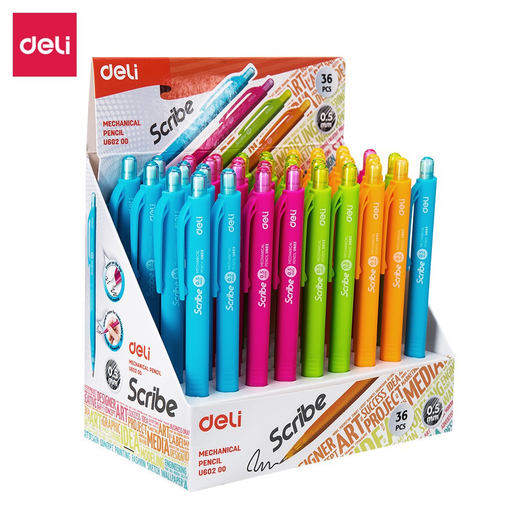 Bút chì kim nhựa Deli 0.5mm/0.7mm EU60200/EU60300/EU60400/EU60500/EU60800/EU60900