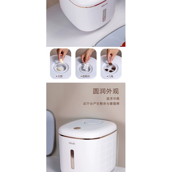 THÙNG GẠO THÔNG MINH ASWEI DUNG TÍCH 10LIT CÓ LỖ THOÁT NƯỚC SIÊU TIỆN DỤNG