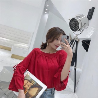 Áo tay loe thắt nơ