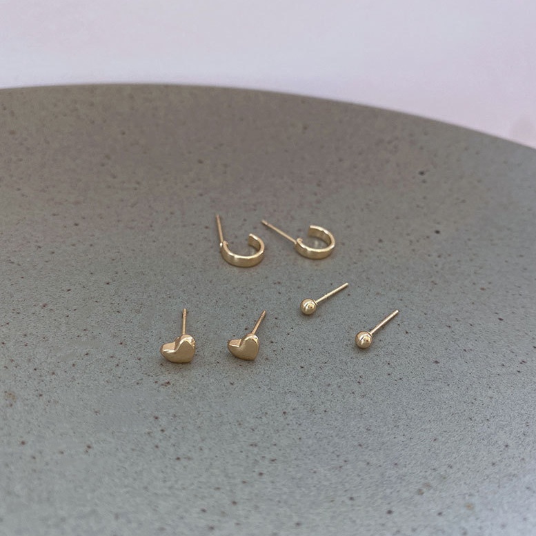 Bộ 3 đôi hoa tai hình trái tim đính đá opal sang trọng cho nữ