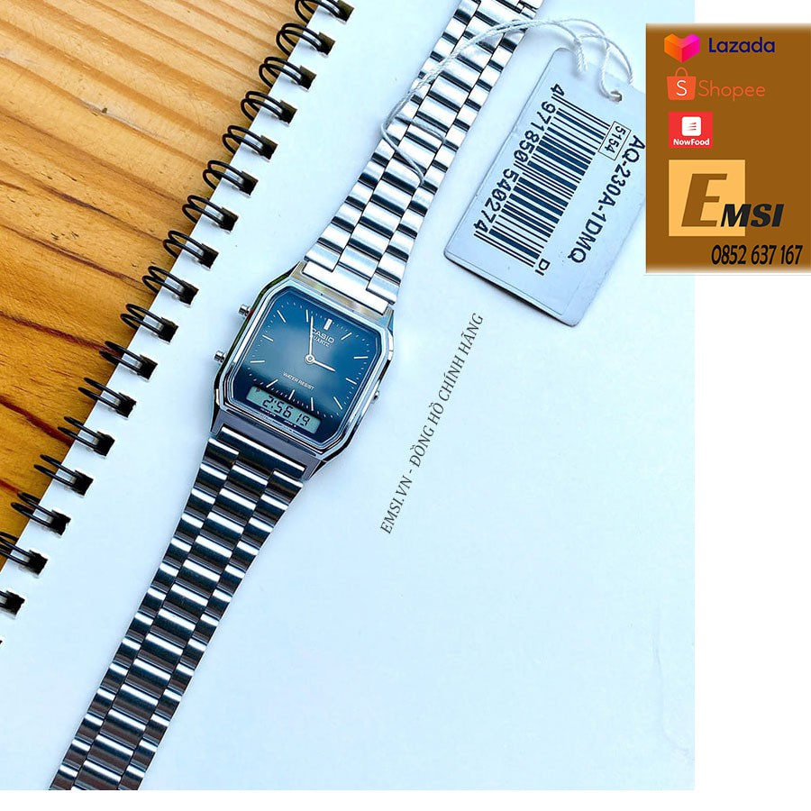 Đồng hồ Nam Casio AQ-230A-1D | Đồng Hồ Casio | Điện Tử Cổ Điển - Casio 29.8mm