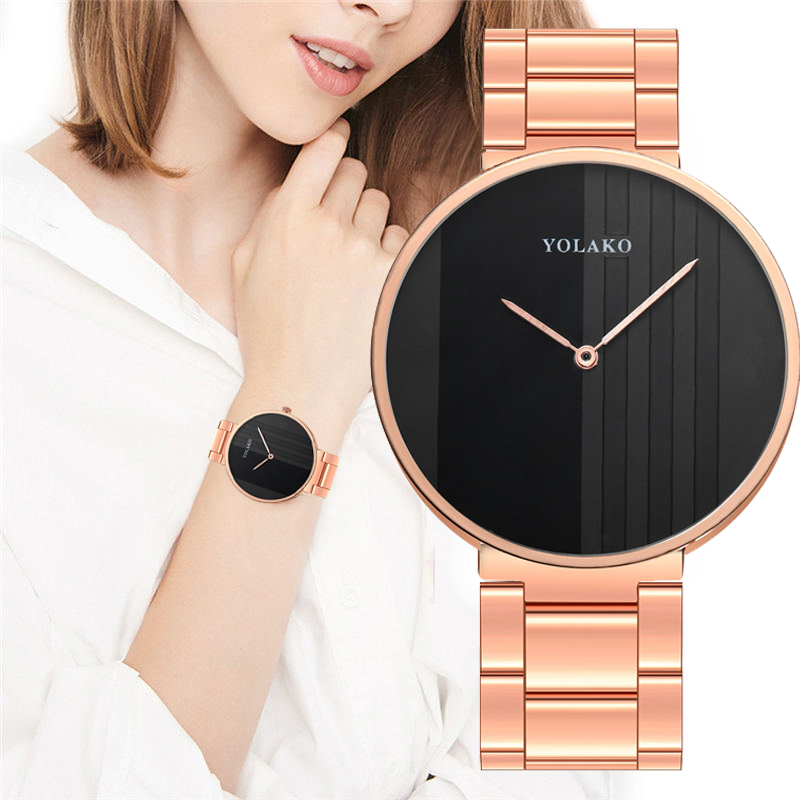 ZOLFA Elegant Rose Gold Ladies Quartz Wrist Watches Classic Black Stainless Steel Analog Women Watch Dress Clocks Lady Gift Watches Đồng hồ nữ