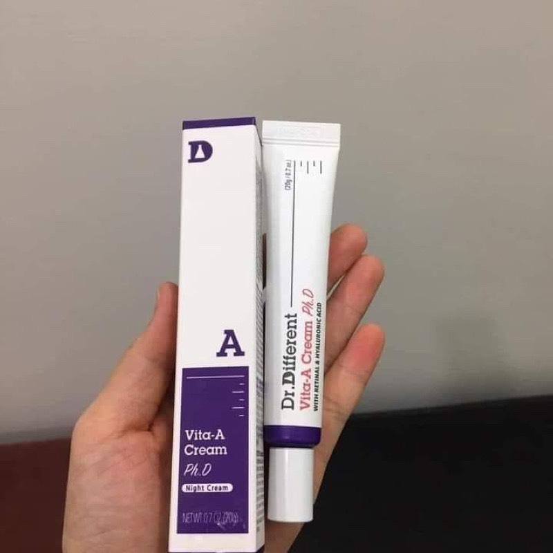 Kem dưỡng trẻ hoá da Dr. Different Retinal Tím Vita- A Cream Ph.D [Retinal 0,12%] 20g