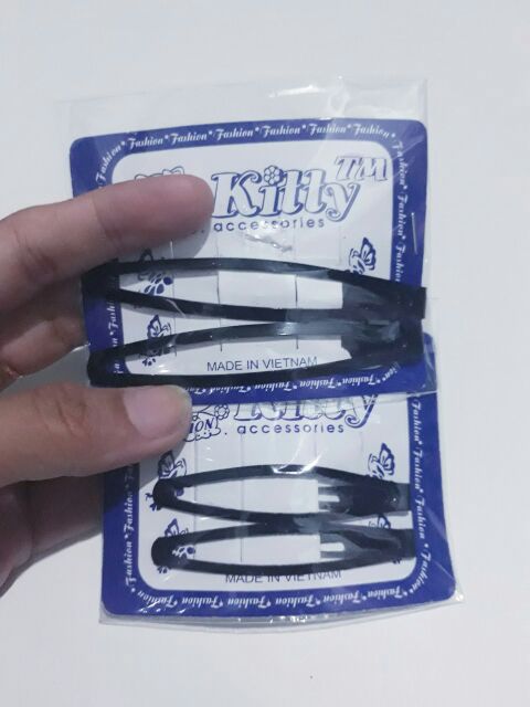 Vỉ 12 kẹp mái bầu trơn màu đen 5-6cm (6 cặp)