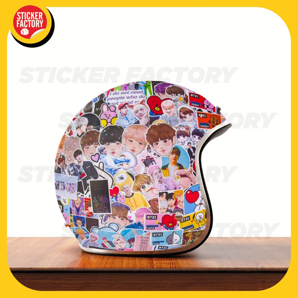 BTS nhóm nhạc Kpop Hàn Quốc - hộp set 100 sticker decal hình dán nón bảo hiểm , laptop, xe máy, ô tô - STICKER FACTORY