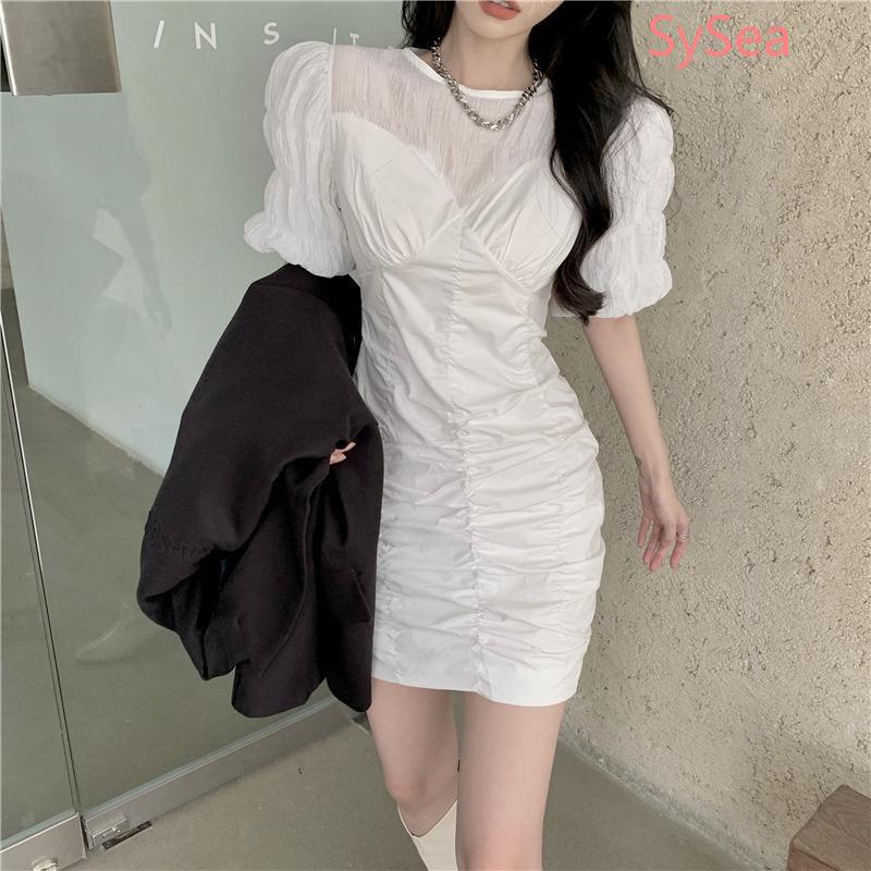 Đầm tay phồng phong cách retro Pháp thanh lịch cho nữ