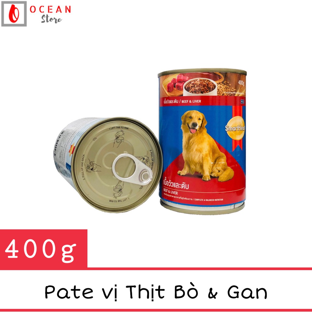 Pate SmartHeart Hương Vị Thịt Bò &amp; Gan Cho Chó Lớn - Lon 400g