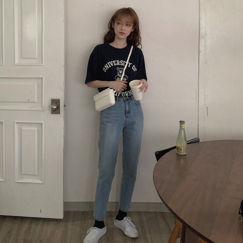 Áo thun 43002 tay ngắn in hình gấu dễ thương phong cách Hàn Quốc dành cho nữ