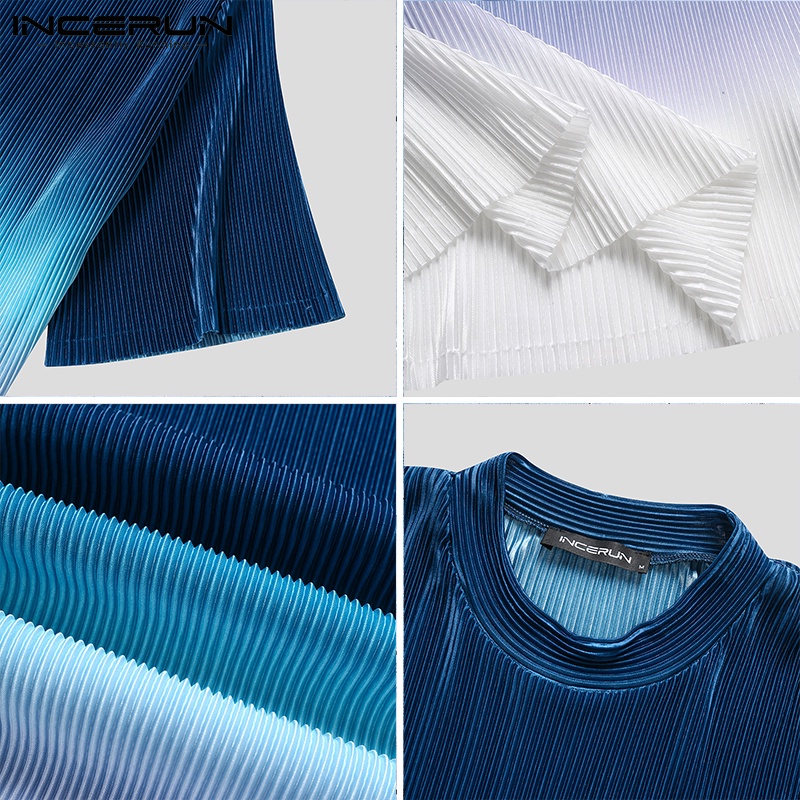 Áo thun INCERUN tay ngắn kiểu dáng rộng rãi họa tiết đầy màu sắc in ấn đơn giản thời trang cho nam