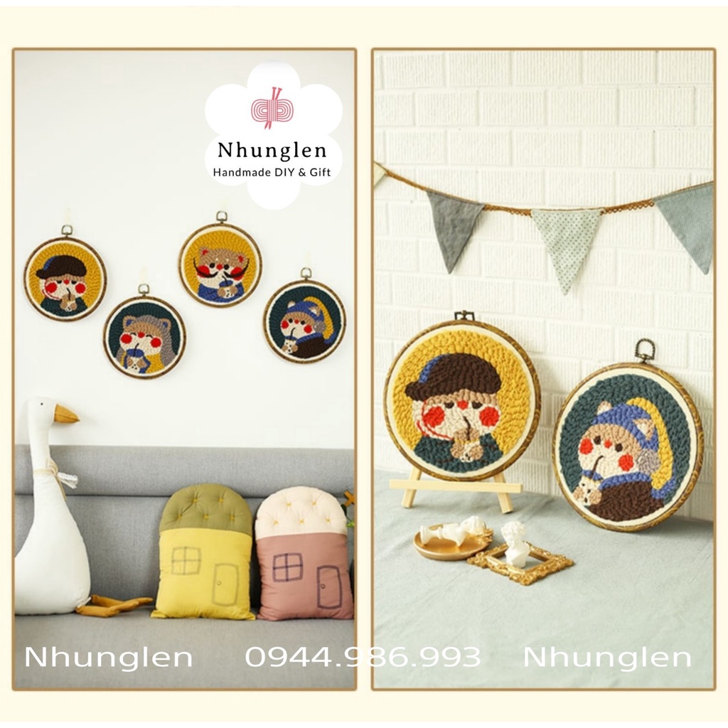 DIY Bộ Thêu Len Xù Trà Sữa- Punch Needle Decor - Qùa Tặng Handmade Ý Nghĩa