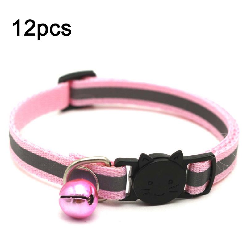 Bộ 12 Vòng Cổ Có Chuông Màu Đen Nhỏ Vừa Và Lớn Cho Chó Mèo