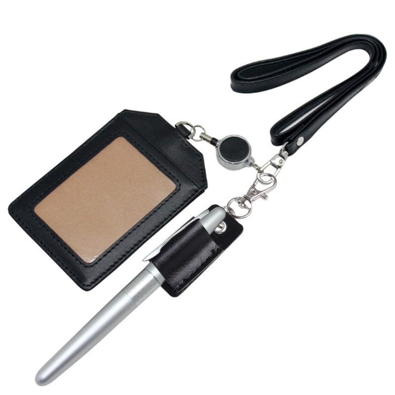 Móc Khóa Bằng Da Kèm Ngăn Đựng Bút Tiện Dụng Cho Văn Phòng