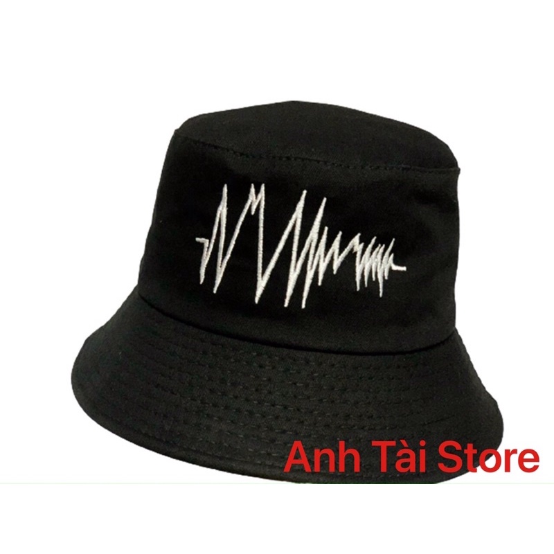Nón bucket vành tròn thêu hoạ tiết sóng âm phong cách Ulzzang Unisex HA001